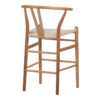 Σκαμπό μπαρ Wishbone pakoworld rubberwood-σχοινί σε φυσική απόχρωση 55x49x96εκ