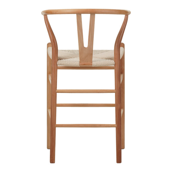 Σκαμπό μπαρ Wishbone pakoworld rubberwood-σχοινί σε φυσική απόχρωση 55x49x96εκ