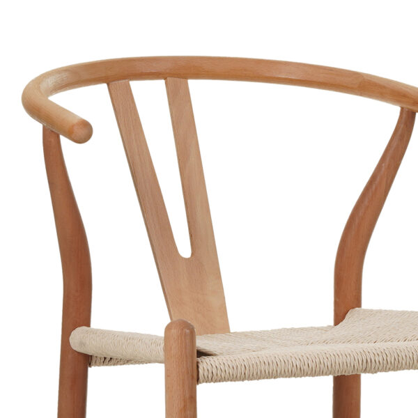 Σκαμπό μπαρ Wishbone pakoworld rubberwood-σχοινί σε φυσική απόχρωση 55x49x96εκ