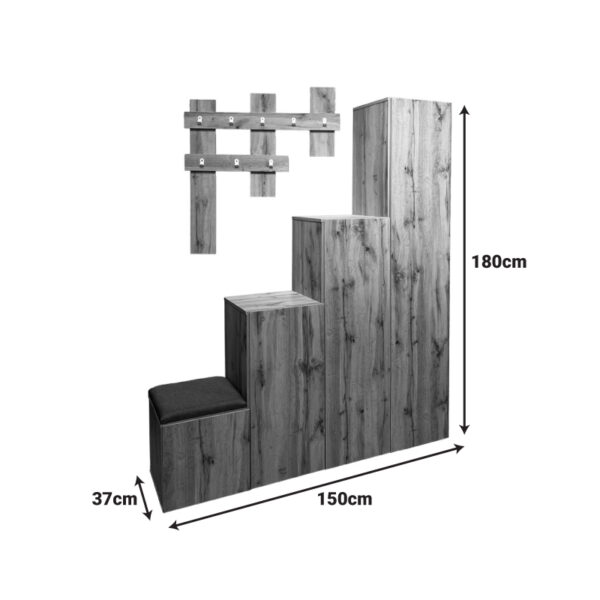 Έπιπλο εισόδου Nenich pakoworld σε sonoma απόχρωση 150x37x180εκ