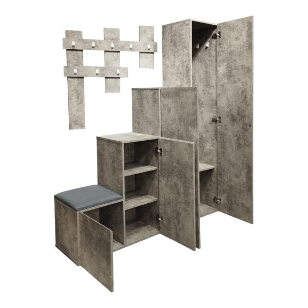 Έπιπλο εισόδου Nenich pakoworld σε γκρι oak απόχρωση 150x37x180εκ