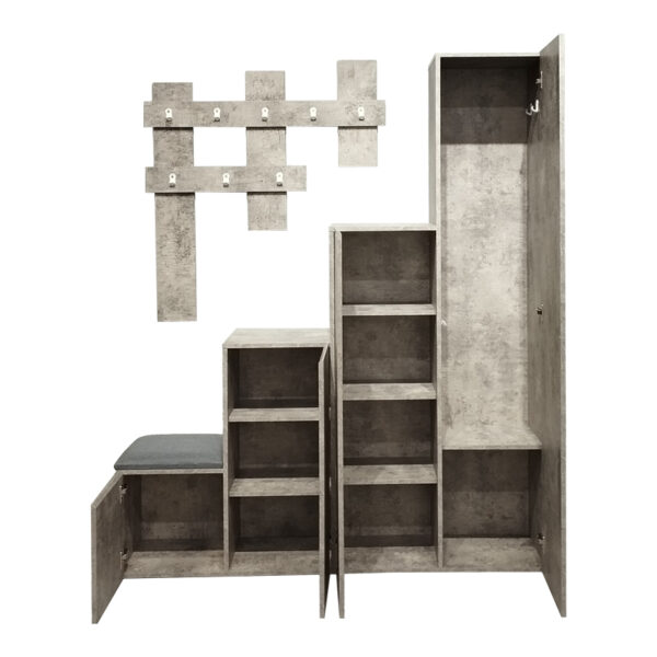 Έπιπλο εισόδου Nenich pakoworld σε γκρι oak απόχρωση 150x37x180εκ