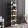 Βιβλιοθήκη Marble pakoworld χρώμα λευκό μαρμάρου-χρυσό 32x31,5x178,5εκ