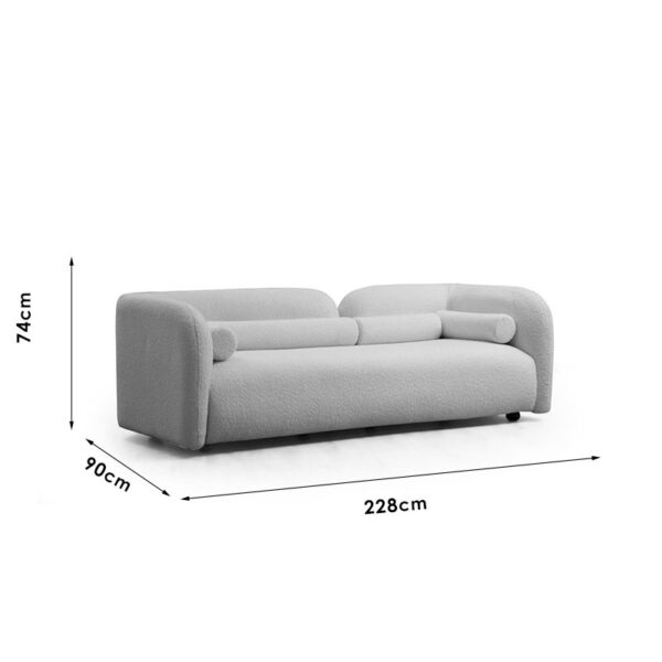 Καναπές 3θέσιος Tranquil I pakoworld ύφασμα μπουκλέ κρεμ 228x90x74εκ
