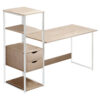 Γραφείο Zayn ΙΙ pakoworld με ραφιέρα-MDF φυσικό-λευκό 107x40x110εκ
