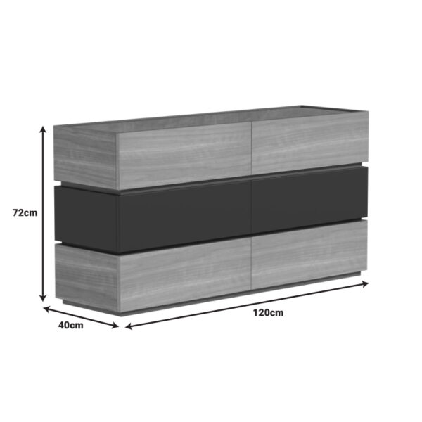 Συρταριέρα Sonlen pakoworld mdf σε ανθρακί-sonoma απόχρωση 120x40x72εκ