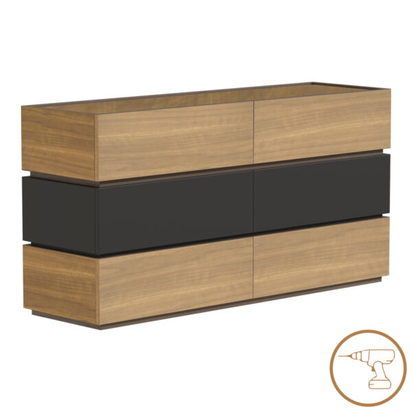 Συρταριέρα Sonlen pakoworld mdf σε ανθρακί-sonoma απόχρωση 120x40x72εκ
