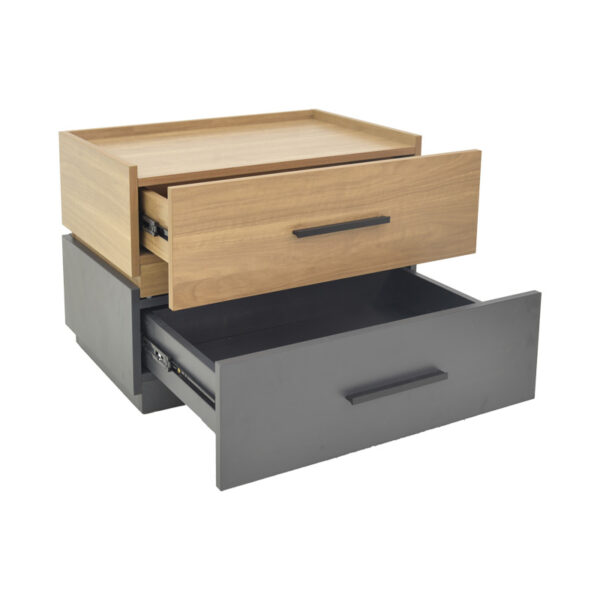 Κομοδίνο Sonlen pakoworld mdf σε sonoma-ανθρακί απόχρωση 60x40x44.5εκ