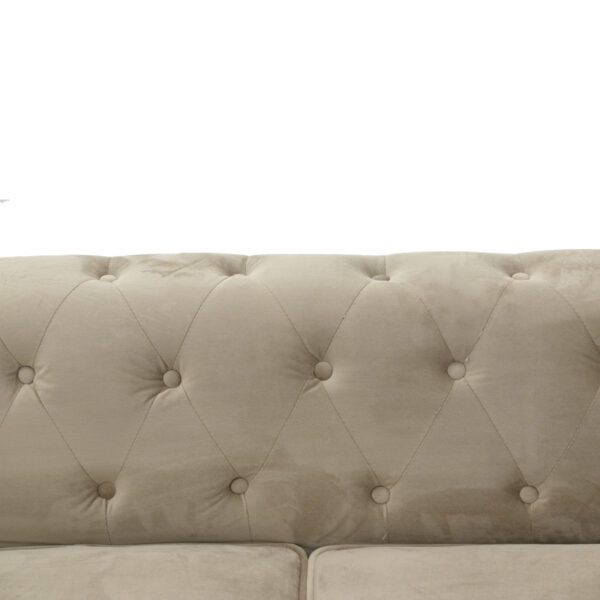 Kαναπές διθέσιος Incredible pakoworld τύπου Chesterfield βελούδο μπεζ 160x84x67εκ