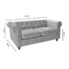 Kαναπές διθέσιος Incredible pakoworld τύπου Chesterfield βελούδο μπεζ 160x84x67εκ