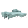 Kαναπές κρεβάτι τριθέσιος αναστρέψιμος Settee pakoworld ύφασμα με αποθηκευτικό χώρο σε σιέλ απόχρωση 286x204x93εκ