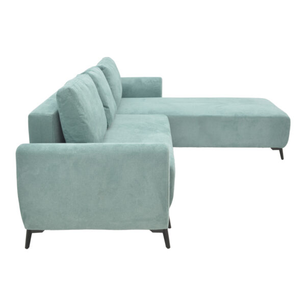 Kαναπές κρεβάτι τριθέσιος αναστρέψιμος Settee pakoworld ύφασμα με αποθηκευτικό χώρο σε σιέλ απόχρωση 286x204x93εκ