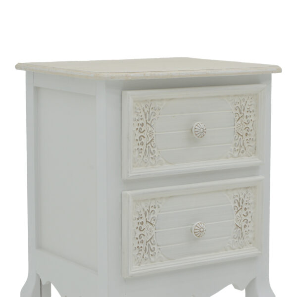 Κομοδίνο Pazlen Inart mdf σε λευκή αντικέ απόχρωση 40x45x65εκ