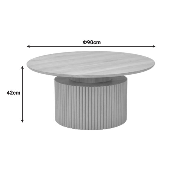 Τραπέζι σαλονιού Opols pakoworld mdf σε  φυσική απόχρωση Φ90x42εκ