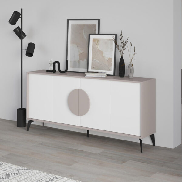 Μπουφές Gora pakoworld σε λευκή με μόκα απόχρωση  180x35.6x82εκ