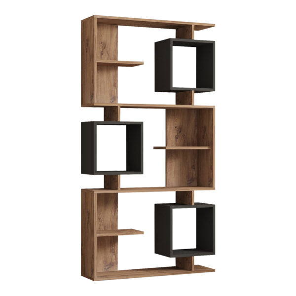 Βιβλιοθήκη Cubix pakoworld σε sonoma-ανθρακί απόχρωση 90x24,6x171,90εκ