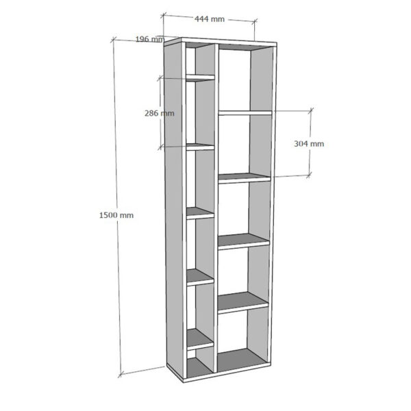 Βιβλιοθήκη Minicu pakoworld σε oak απόχρωση  44,4x19,6x150εκ