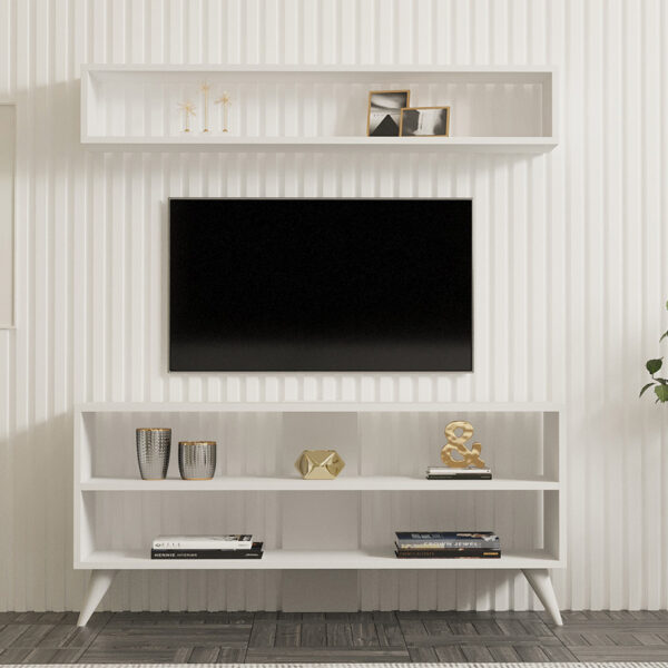 Σύνθετο σαλονιού Prestige pakoworld σε λευκή απόχρωση 120x29,6x50εκ