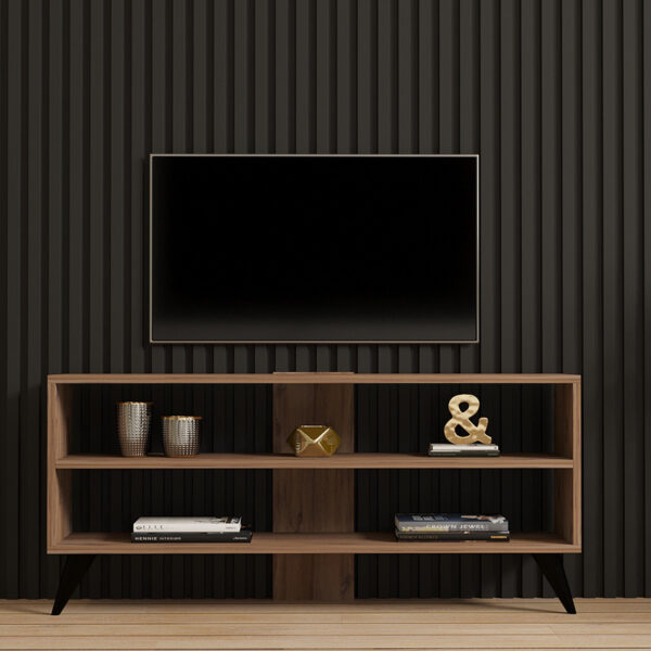 Έπιπλο τηλεόρασης Prestige pakoworld σε sonoma απόχρωση 120x29,6x50εκ