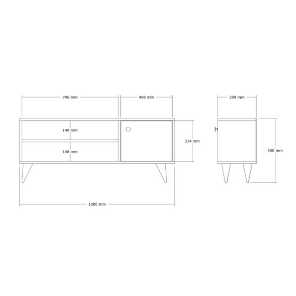 Έπιπλο τηλεόρασης Wison pakoworld σε oak απόχρωση 120x29x50εκ
