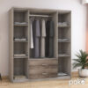 Ντουλάπα ρούχων τετράφυλλη OLYMPUS pakoworld χρώμα castillo-toro 159x57x183εκ