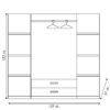 Ντουλάπα ρούχων τετράφυλλη OLYMPUS pakoworld χρώμα castillo-toro 159x57x183εκ