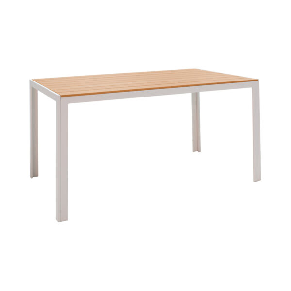 Τραπέζι Nares pakoworld αλουμίνιο λευκό-plywood φυσικό 140x80x72.5εκ