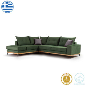 Γωνιακός καναπές δεξιά γωνία Romantic pakoworld ύφασμα mocha-cream 290x235x95εκ