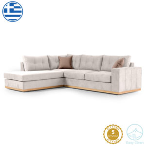 Καναπές 3θέσιος Tranquil I pakoworld ύφασμα μπουκλέ κρεμ 228x90x74εκ