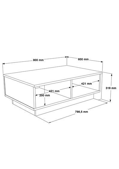 Τραπέζι σαλονιού Thunder pakoworld ανθρακί antique-γκρι antique 90x60x31.5εκ