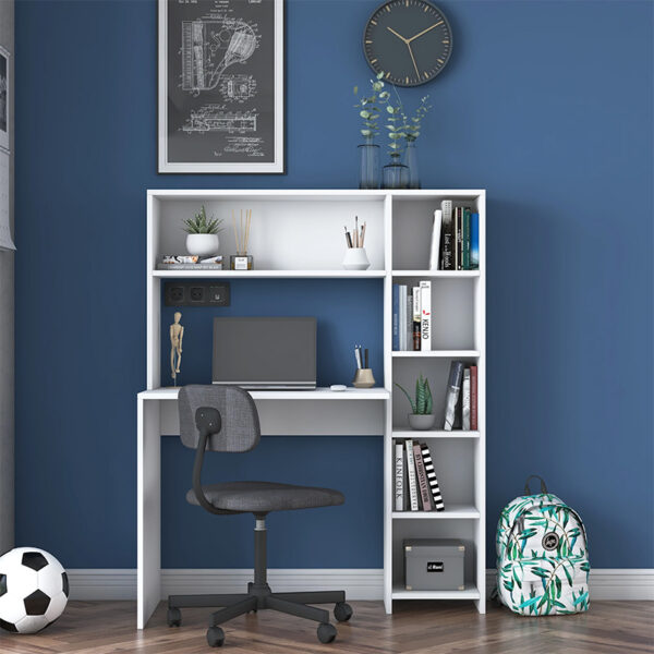 Γραφείο με βιβλιοθήκη Janson pakoworld λευκό 113x40x142εκ