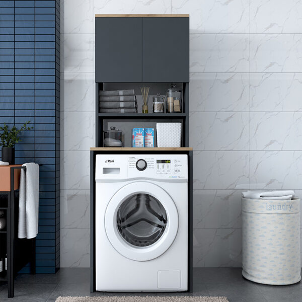 Έπιπλο πλυντηρίου Rasmus pakoworld ανθρακί-φυσικό 65x60x183.6εκ.