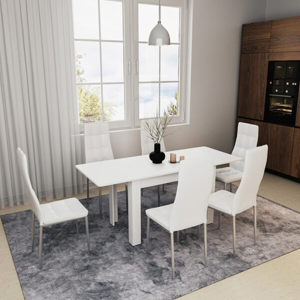 Τραπέζι Quiin pakoworld επεκτεινόμενο λευκό 120-164x70x73.5εκ