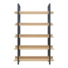 Βιβλιοθήκη Almond pakoworld σε oak-μαύρη απόχρωση 120x29x185εκ