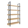 Βιβλιοθήκη Almond pakoworld σε oak-μαύρη απόχρωση 120x29x185εκ