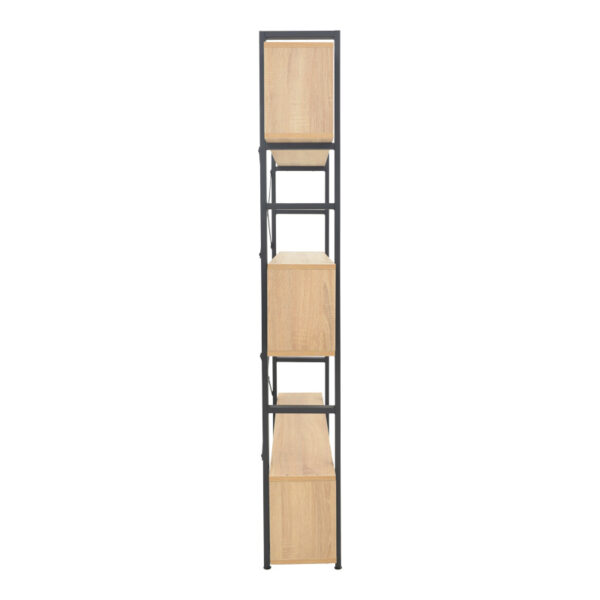 Βιβλιοθήκη Fifer pakoworld σε oak-μαύρη απόχρωση 120x28x185εκ