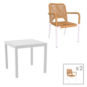 Τραπέζι Cellin pakoworld μέταλλο-pe rattan καφέ 160x80x77εκ