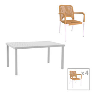 Τραπέζι Skyl pakoworld teak ξύλο σε φυσική απόχρωση 190x90x75εκ