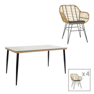 Τραπέζι Bethan pakoworld sintered stone γκρι cement-μαύρο 180x90x75εκ