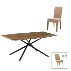 Τραπέζι Rogemi pakoworld γκρι mdf-μαύρο μέταλλο 160-200x90x75εκ