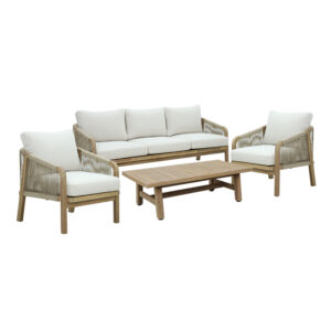 Γωνιακός καναπές δεξιά γωνία Romantic pakoworld ύφασμα mocha-cream 290x235x95εκ