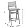 Σκαμπό bar Winslow pakoworld ξύλο rubberwood μαύρο-pvc rattan φυσικό-ύφασμα γκρι 44.5x46x98εκ