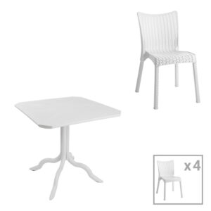 Σύνθετο σαλονιού Damon pakoworld σε λευκή απόχρωση 211.2x29.5x123.6εκ
