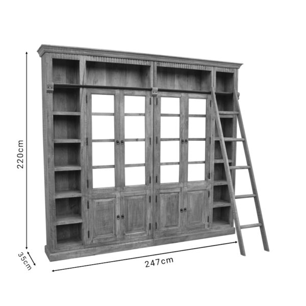 Βιβλιοθήκη Librardy Inart lime wash μασίφ mango ξύλο 247x35x220εκ