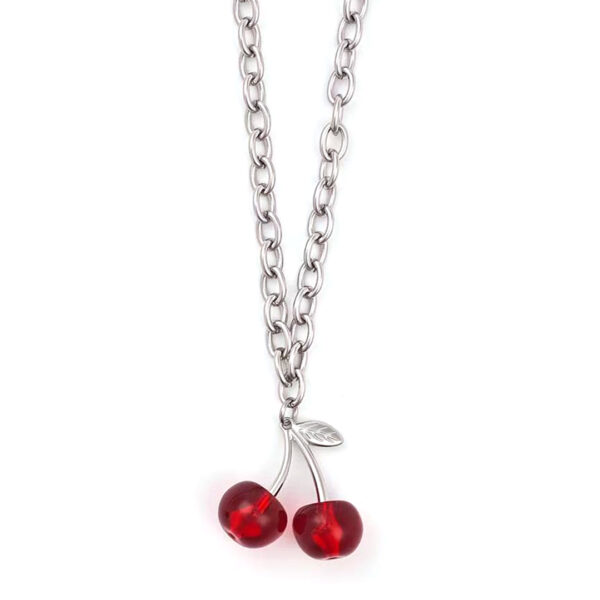Κρεμαστό λαιμού με κεράσι CHERRY - Ασημί
