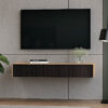 Κονσόλα με 2 συρτάρια Doha pakoworld mdf σε μαύρη με oak απόχρωση 120x41x20cm