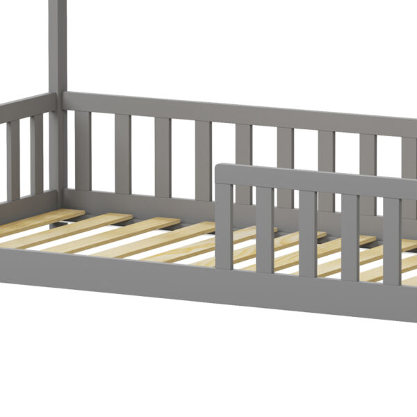 Παιδικό κρεβάτι Callan τ.Montessori με κιγκλίδωμα pakoworld ξύλο πεύκου σε γκρι απόχρωση 90x190εκ