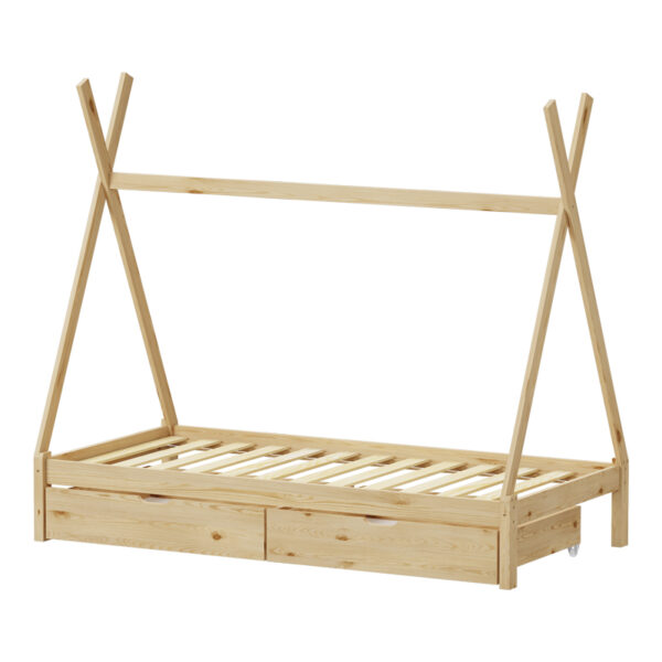 Παιδικό κρεβάτι Lalitto τ.Montessori με 2 συρτάρια τ.Montessori  pakoworld ξύλο πεύκου σε φυσική απόχρωση 90x190εκ