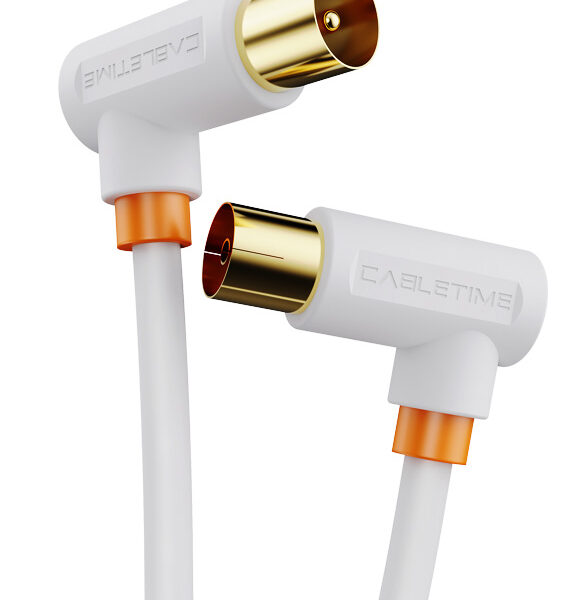 CABLETIME καλώδιο κεραίας CT-AV101, γωνιακό, 75 Ohm, 3m, λευκό