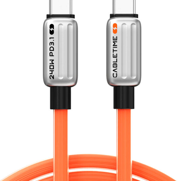 CABLETIME καλώδιο USB-C CT-CM240-ZSO1, 240W, 480Mbps, 1m, πορτοκαλί